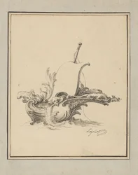 Entwurf für ein Wappen in Form eines Bootes mit Segel, für Recueil Nouveau de Differens Cartouches